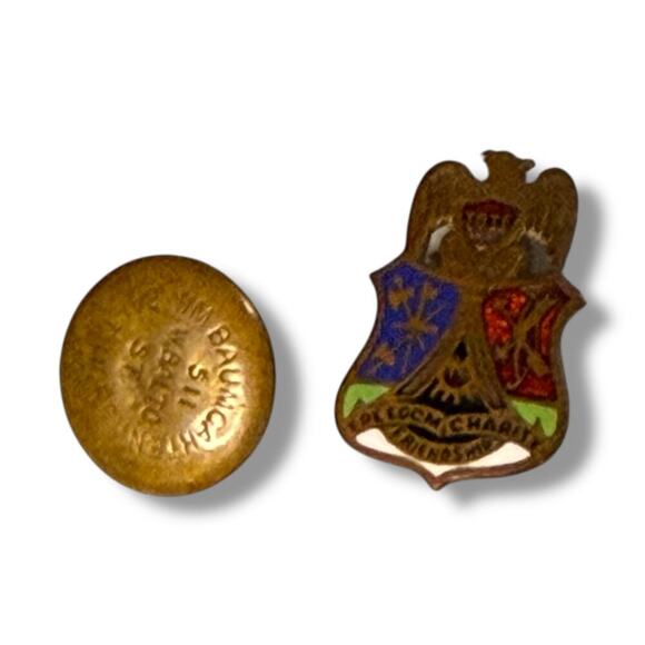 Antique IORM Improved Order of Red Men Fraternal Brass Screw Back Lapel Pin - Picture 4 of 6